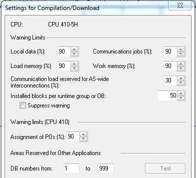 Setting for compile/download